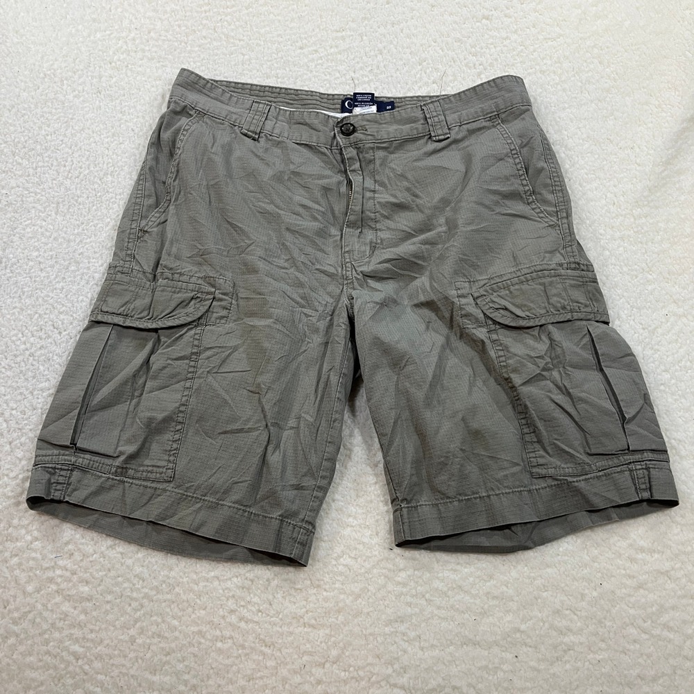 Chaps Cargo Shorts Mens 33 Moss Green Ripstop Cotton Utility Casual Outdoor 7425